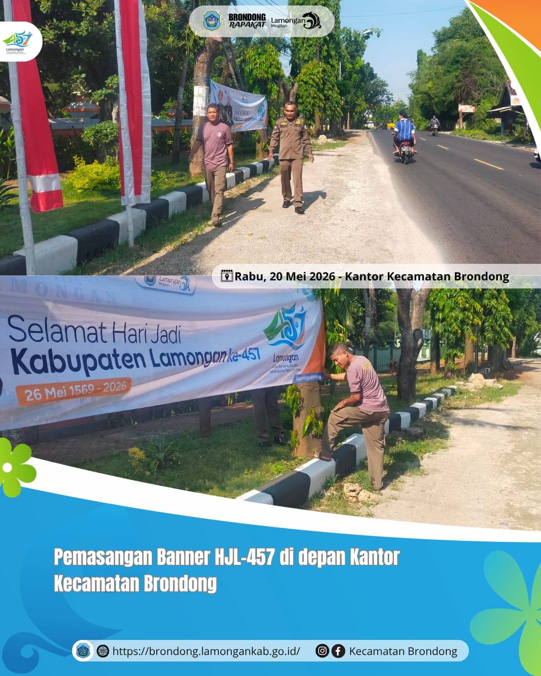 Foto: PEMASANGAN BANNER HJL-457 DI DEPAN KANTOR KECAMATAN BRONDONG