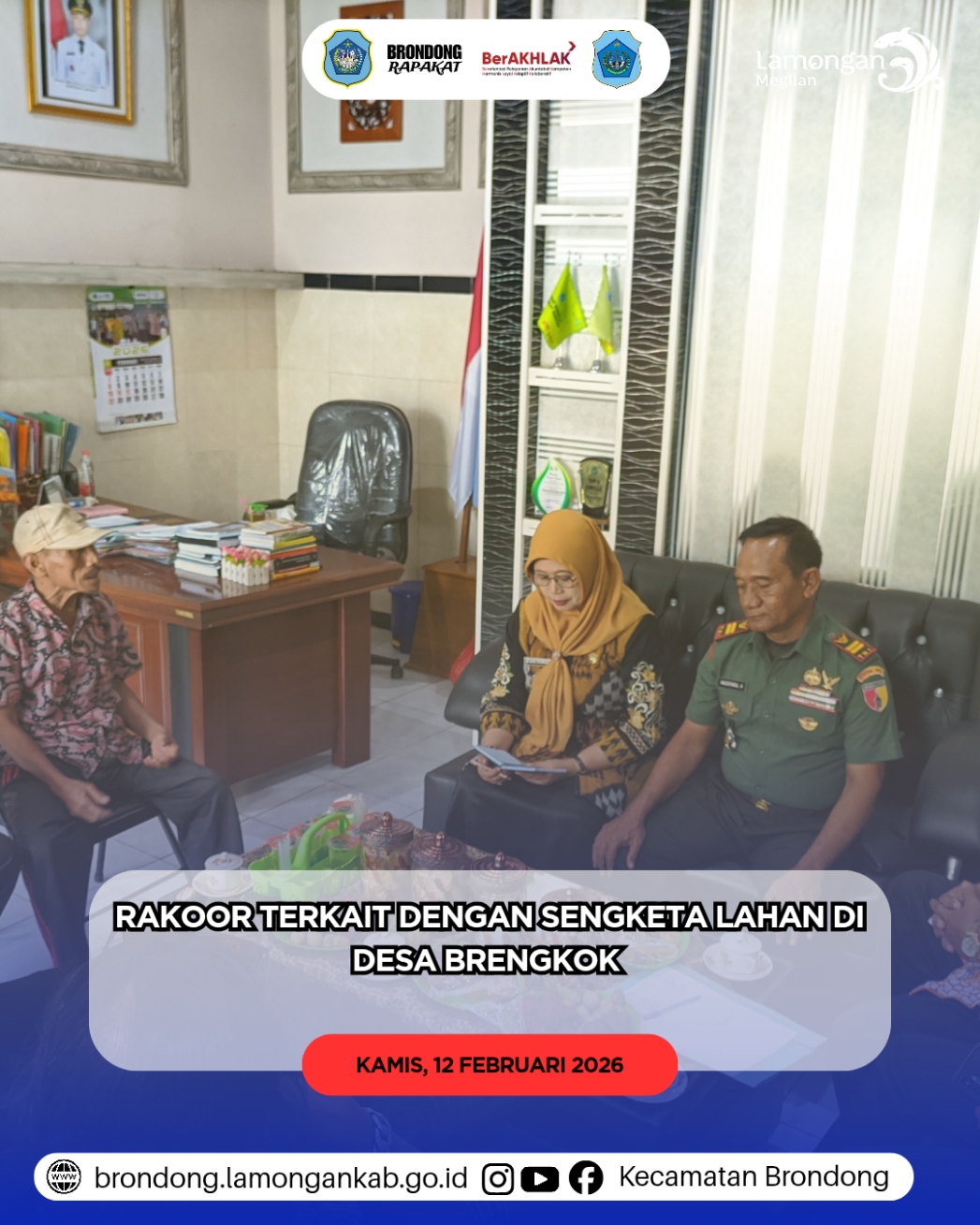 Foto: RAKOOR PENANGANAN SENGKETA TANAH DESA BRENGKOK DIPIMPIN IBU CAMAT BERSAMA FORKOPIMCAM