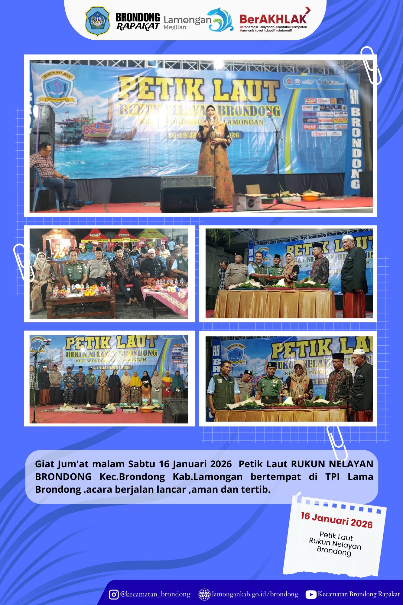 Foto: IBU CAMAT BRONDONG HADIRI PETIK LAUT RUKUN NELAYAN, SIMBOL SYUKUR DAN KELESTARIAN LAUT