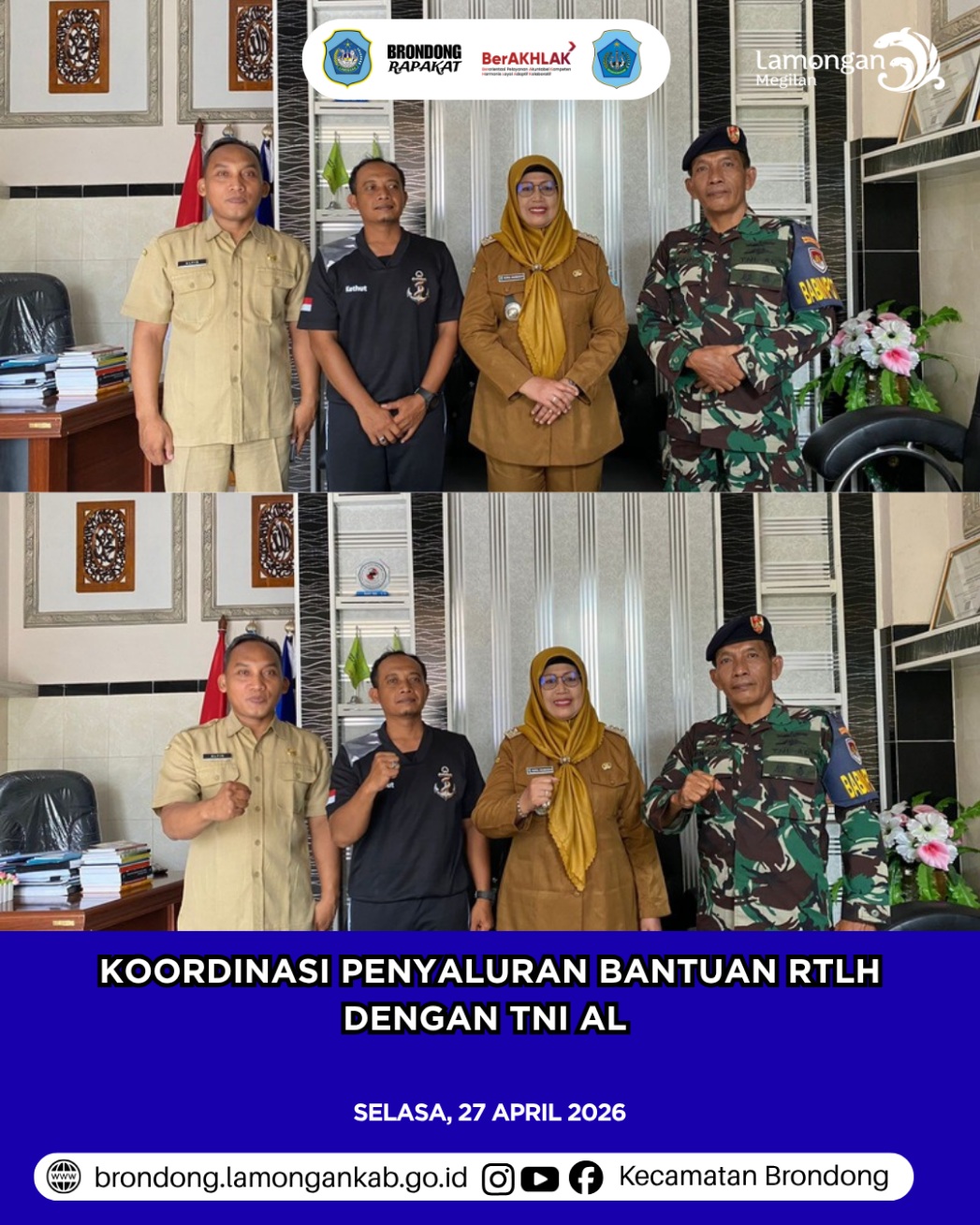 Foto: KOORDINASI PENYALURAN BANTUAN REHABILITASI RUMAH TIDAK LAYAK HUNI (RTLH) BERSAMA TNI AL