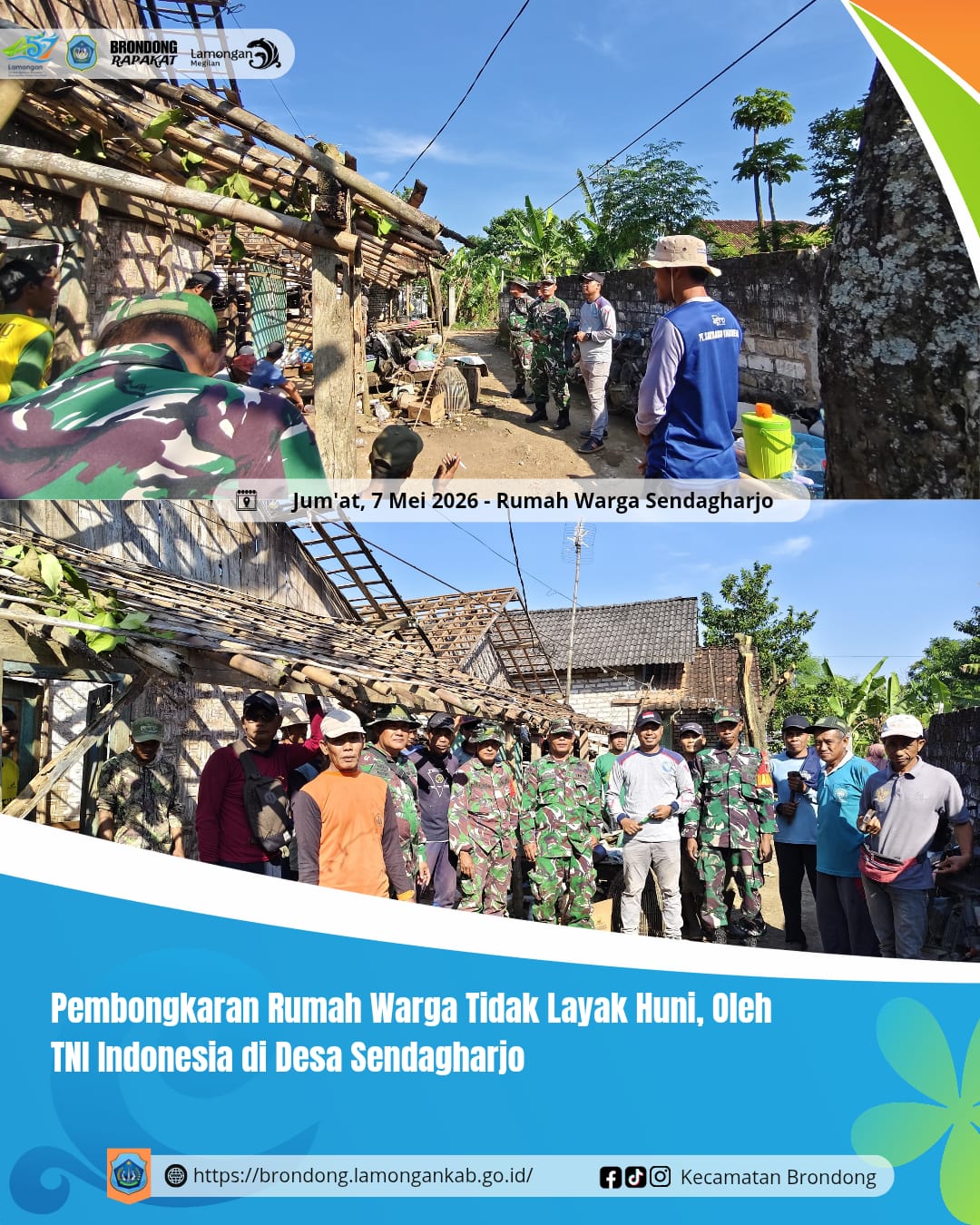 Foto: PEMBONGKARAN RUMAH TIDAK LAYAK HUNI OLEH TNI DI DESA SENDANGHARJO KECAMATAN BRONDONG