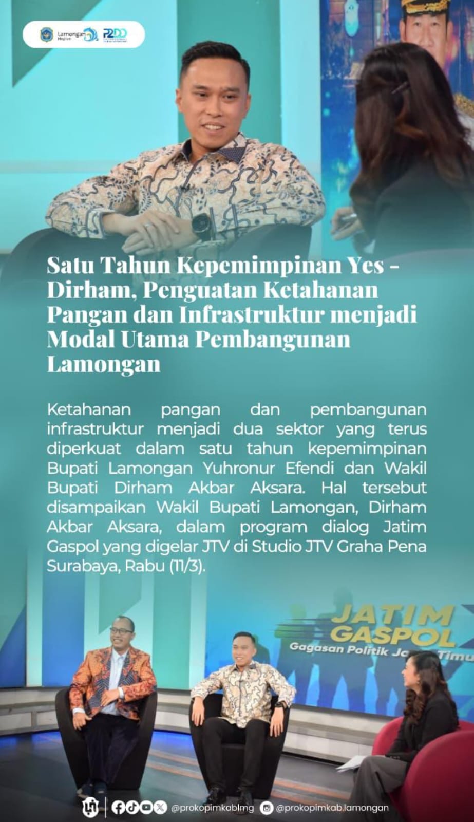 Foto: SATU TAHUN YES DIRHAM, PANGAN DAN INFRASTRUKTUR MODAL PEMBANGUNAN LAMONGAN