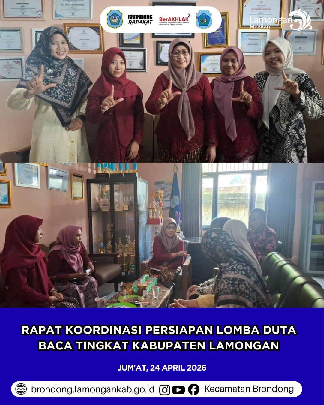 Foto: RAPAT KOORDINASI PERSIAPAN SELEKSI DUTA BACA TINGKAT KABUPATEN LAMONGAN DI KECAMATAN BRONDONG