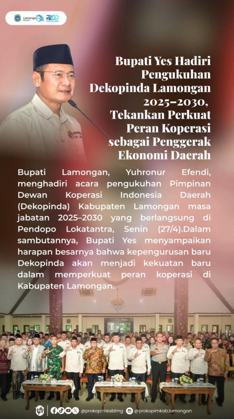 Foto: PENGUKUHAN PIMPINAN "DEKOPINDA" KABUPATEN LAMONGAN MASA JAPATAN 2025-2030