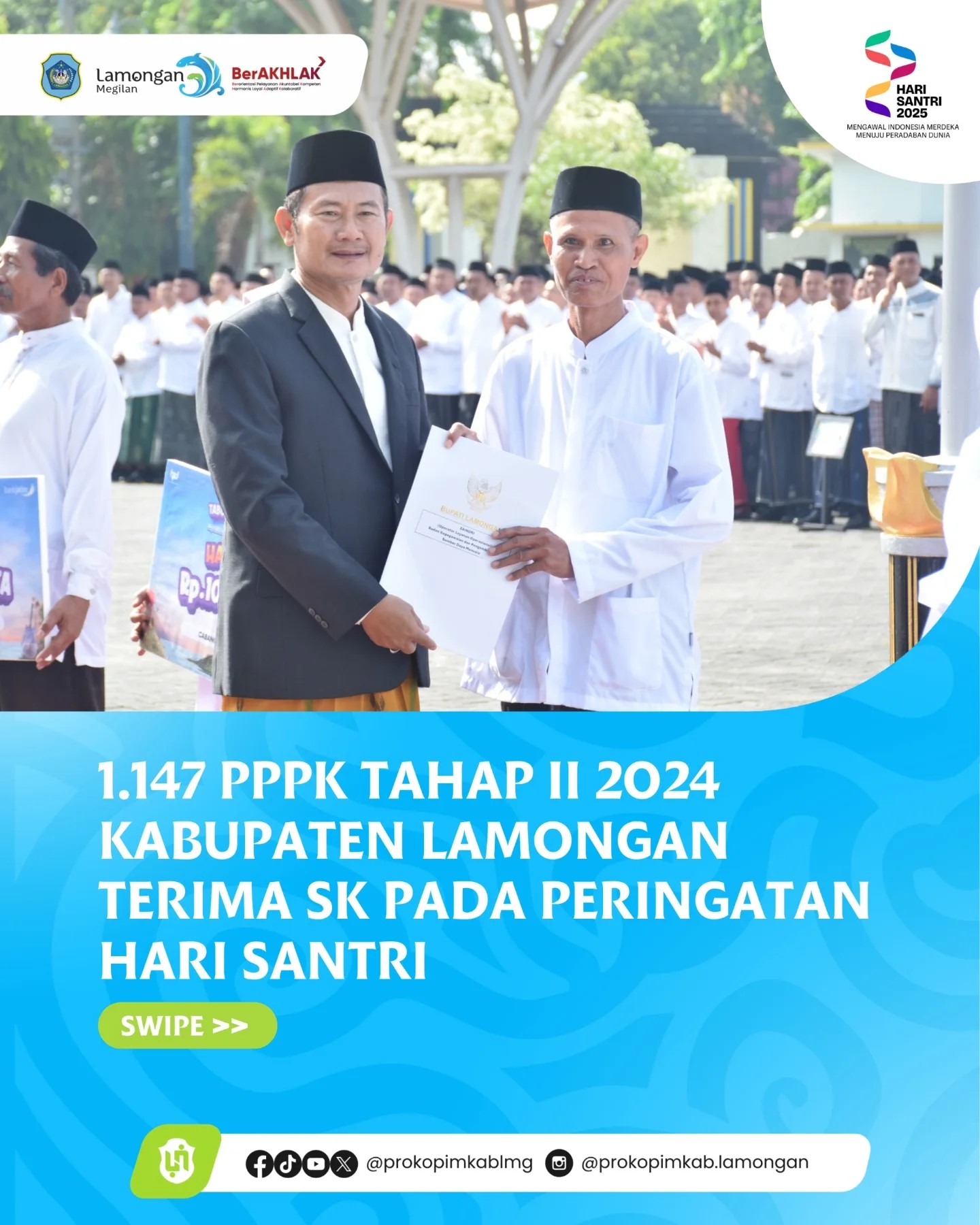 Foto: 1.147 PPPK TAHAP II KABUPATEN LAMONGAN TERIMA SK DALAM PERINGATAN HARI SANTRI 2025
