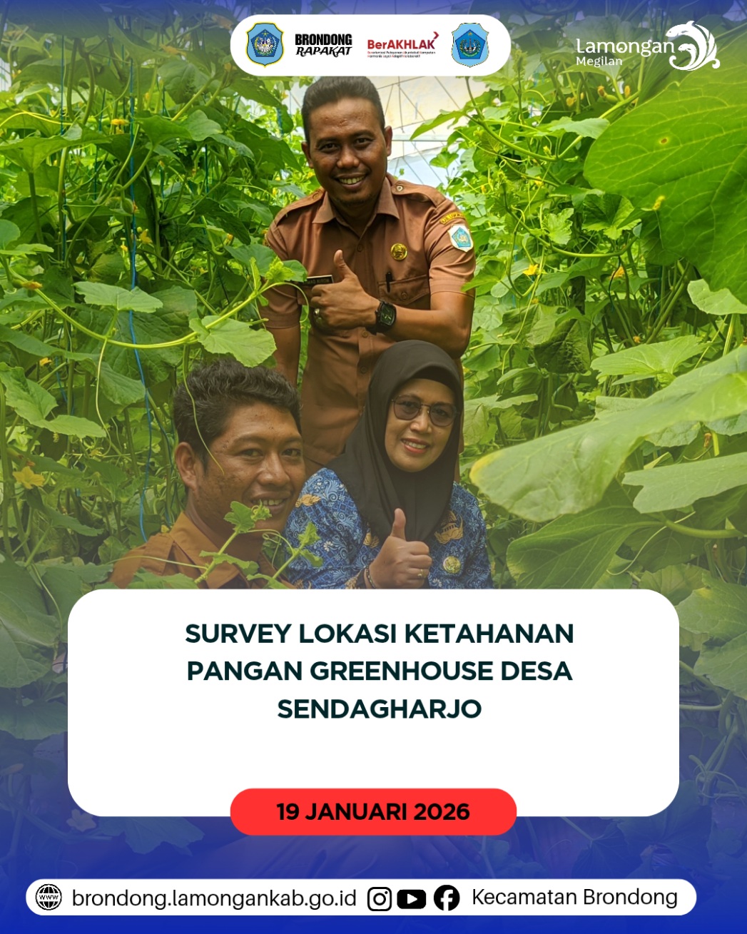 Foto: CAMAT BRONDONG TINJAU GREENHOUSE KETAHANAN PANGAN, TANAMAN MELON MULAI TUMBUH DI SENDANGHARJO