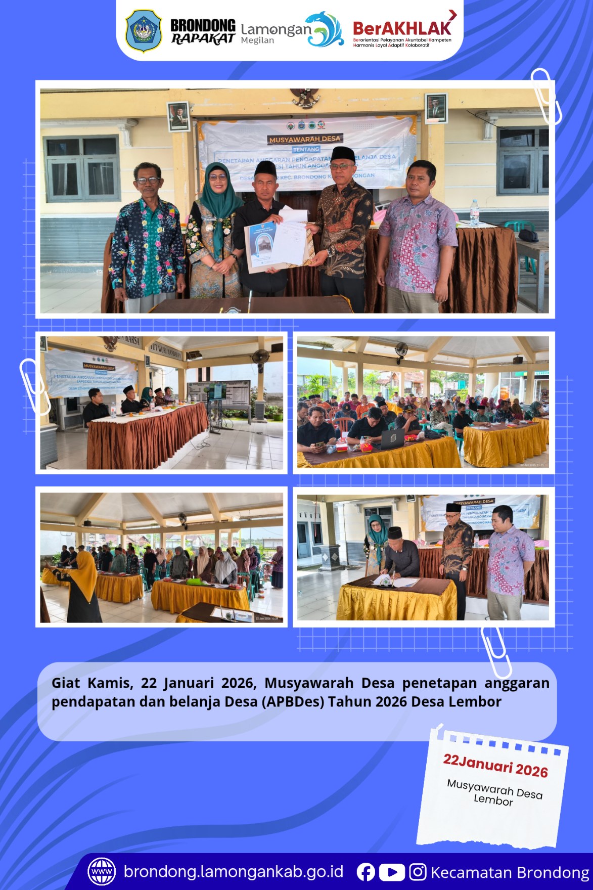 Foto: IBU CAMAT BRONDONG HADIRI MUSDES PENETAPAN PERUBAHAN APBDes 2026 DESA LEMBOR