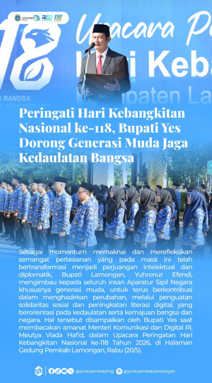 Foto: PERINGATAN HARI KEBANGKITAN NASIONAL KE-118 DI HALAMAN GEDUNG PEMKAB LAMONGAN