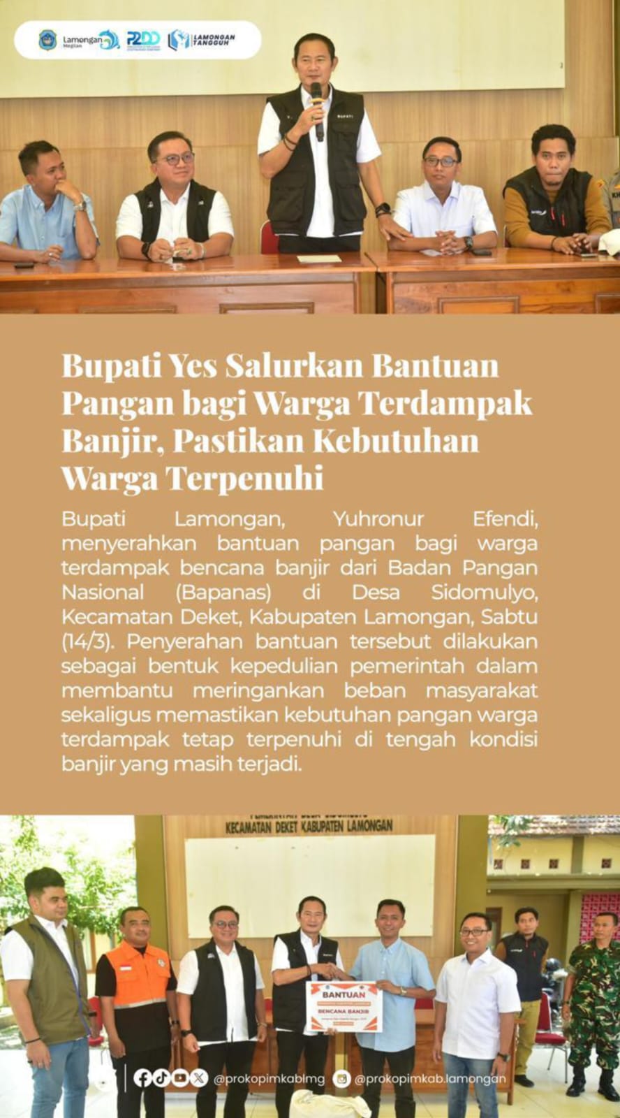 Foto: BANTUAN PANGAN BAGI WARGA TERDAMPAK BANJIR, DARI PAK YES