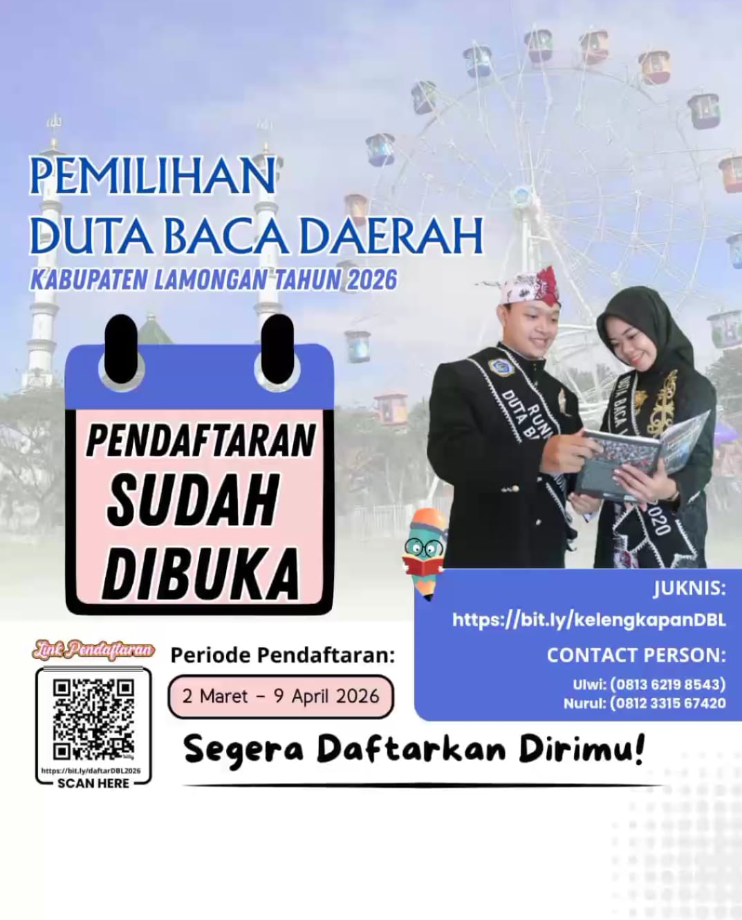 Foto: PENDAFTARAN PEMILIHAN DUTA BACA DAERAH KABUPATEN LAMONGAN 2026 RESMI DIBUKA