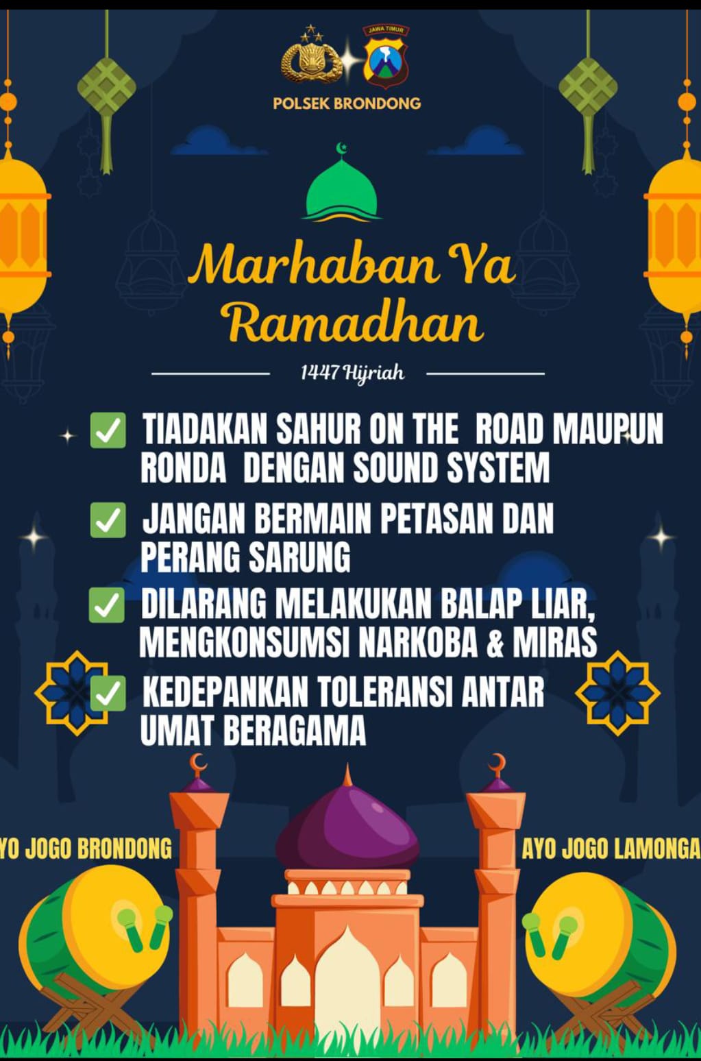 Foto: POLSEK BRONDONG SERUKAN RAMADHAN AMAN, TERTIB, DAN PENUH TOLERANSI