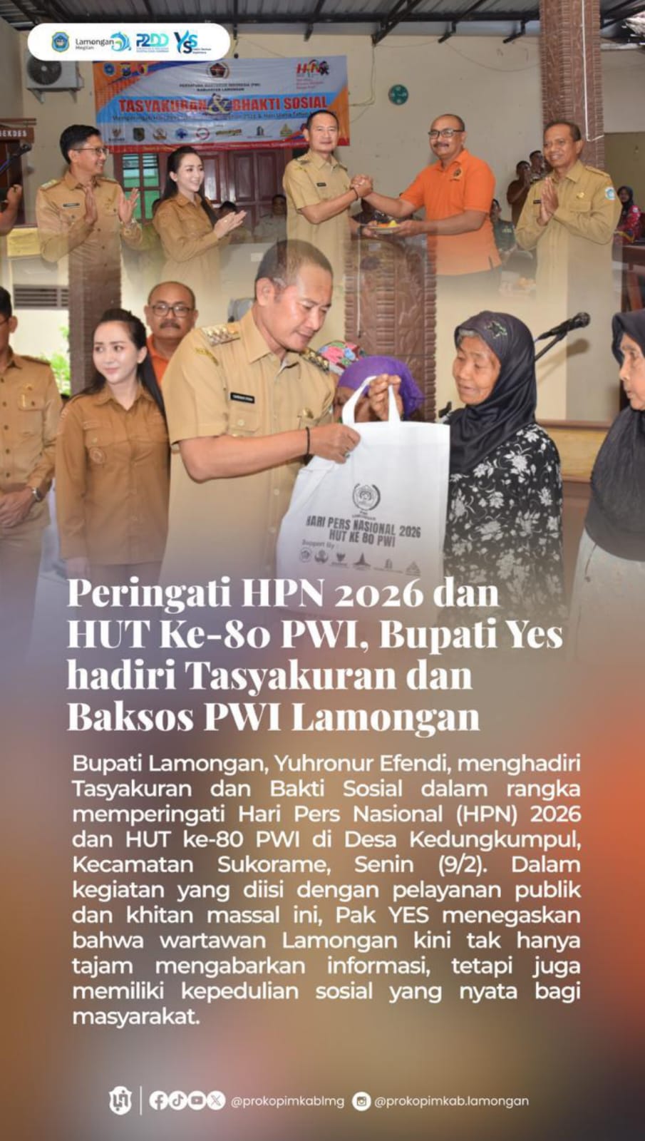 Foto: PAK YES HADIRI TASYAKURAN DAN BAKSOS PWI LAMONGAN