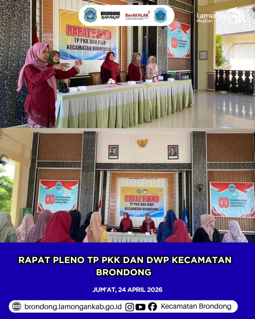 Foto: RAPAT PLENO TERPADU TP PKK DAN DHARMA WANITA PERSATUAN KECAMATAN BRONDONG