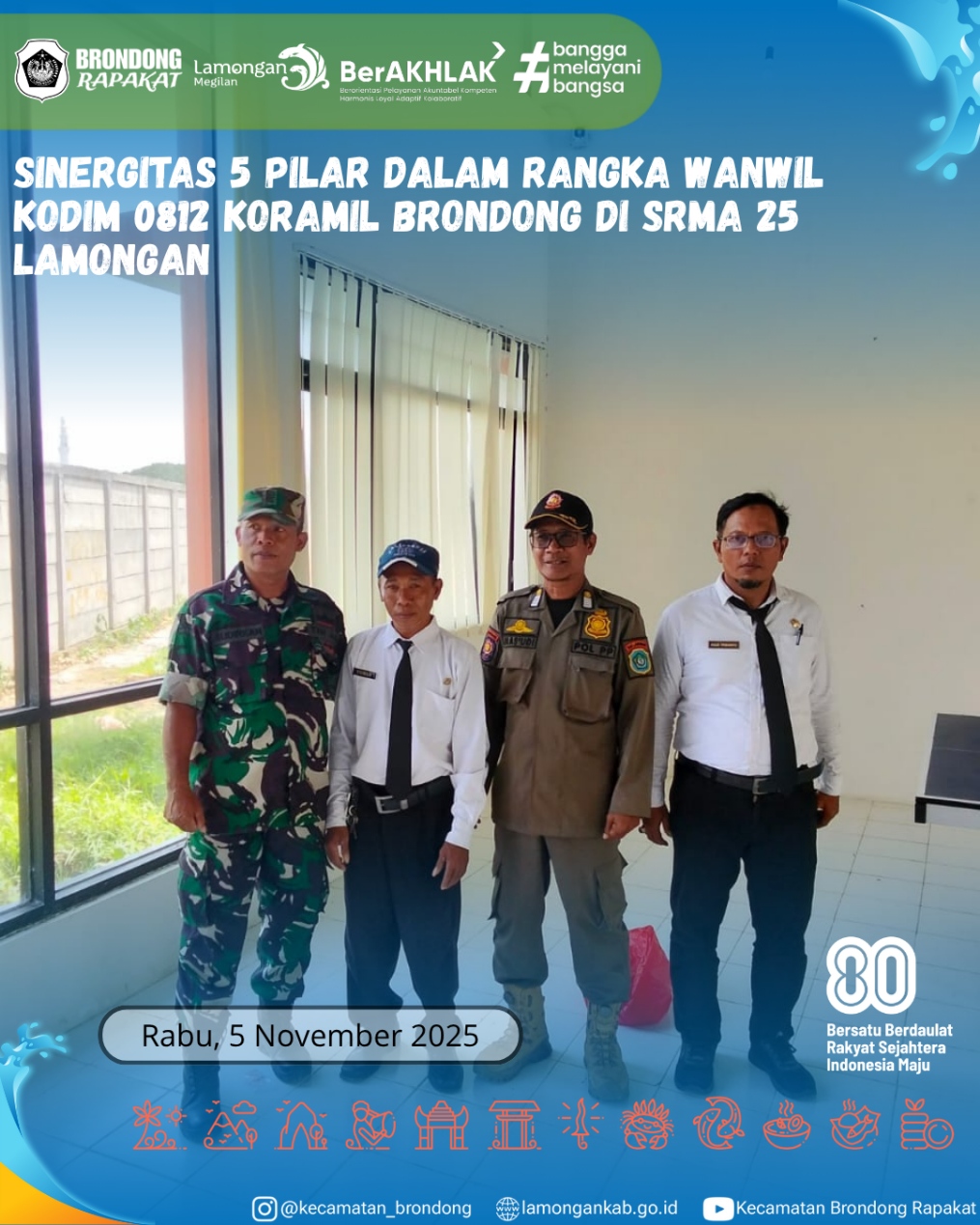 Foto: SINERGI 5 PILAR DALAM RANGKA WANWIL KODIM 0812 KORAMIL BRONDONG DI SRMA 25 LAMONGAN