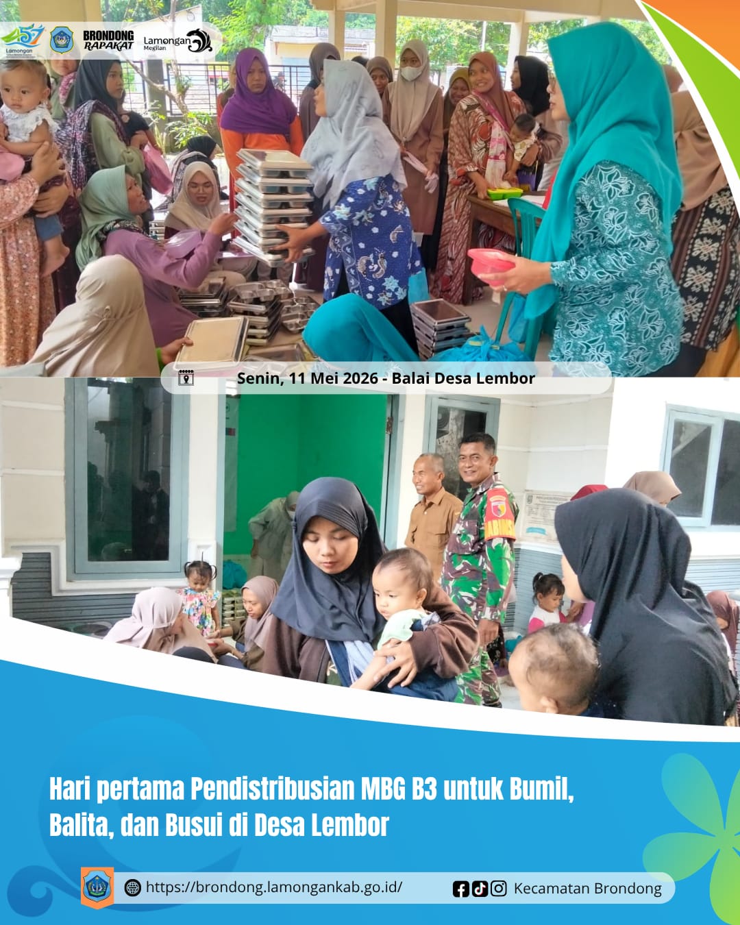 Foto: PENDISTRIBUSIAN MAKAN BERGIZI GRATIS (MBG) BAGI IBU HAMIL DAN BALITA DI DESA LEMBOR