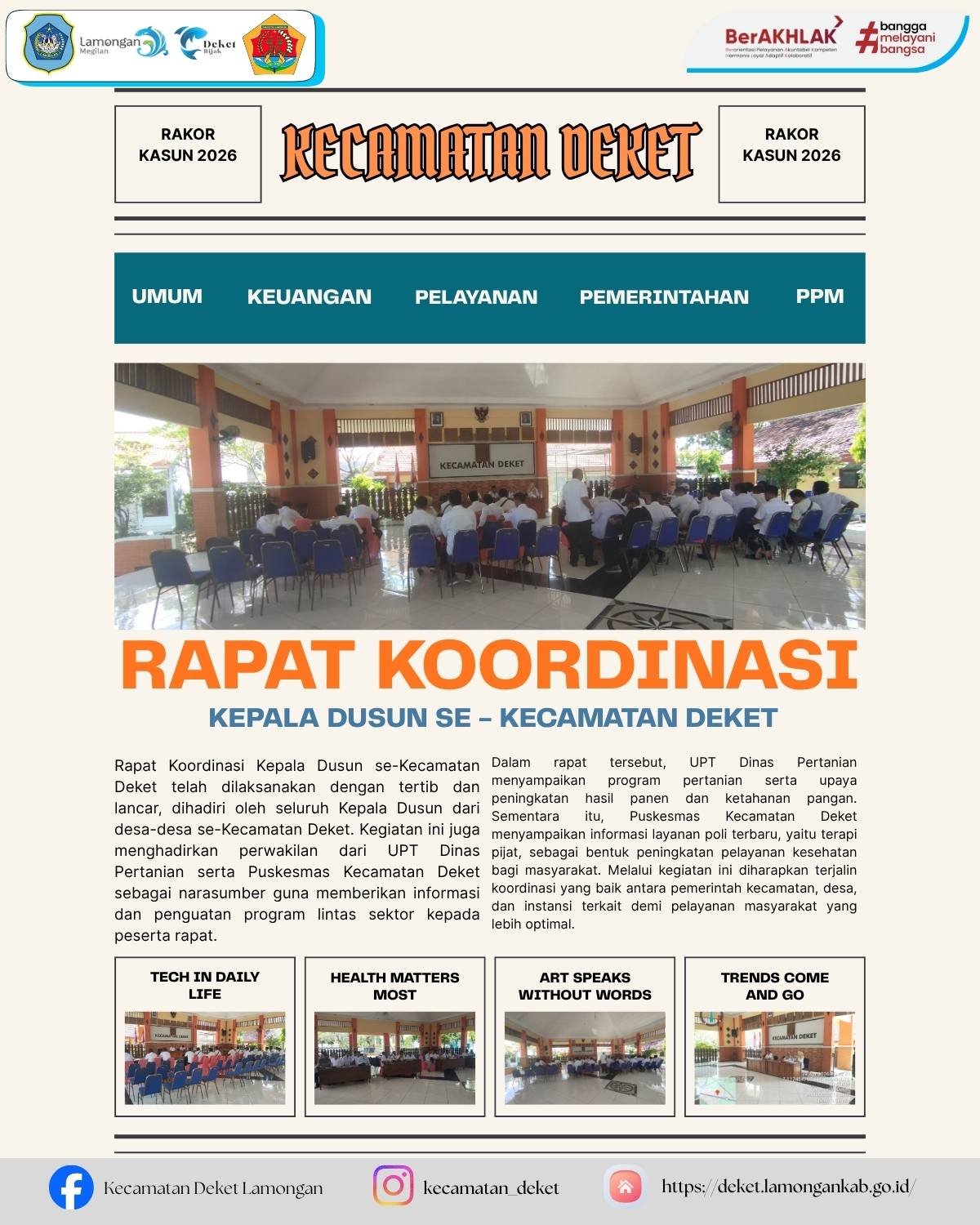 RAPAT KOORDINASI KEPALA DUSUN SE - KECAMATAN DEKET