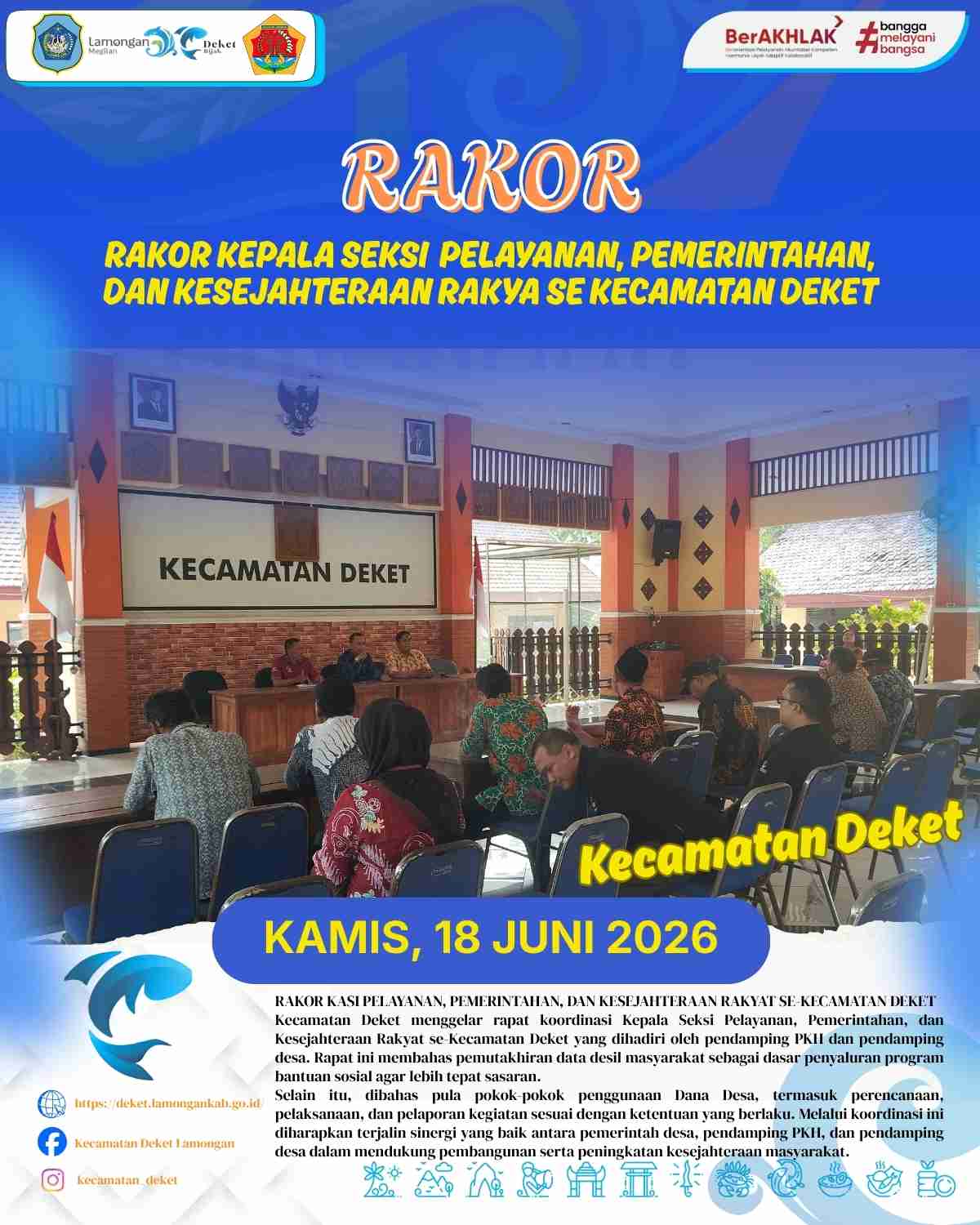 Foto: RAPAT KOORDINASI KEPALA SEKSI PELAYANAN. PEMERINTAHAN, DAN KESEJAHTERAAN RAKYAT SE LKECAMATAN DEKET