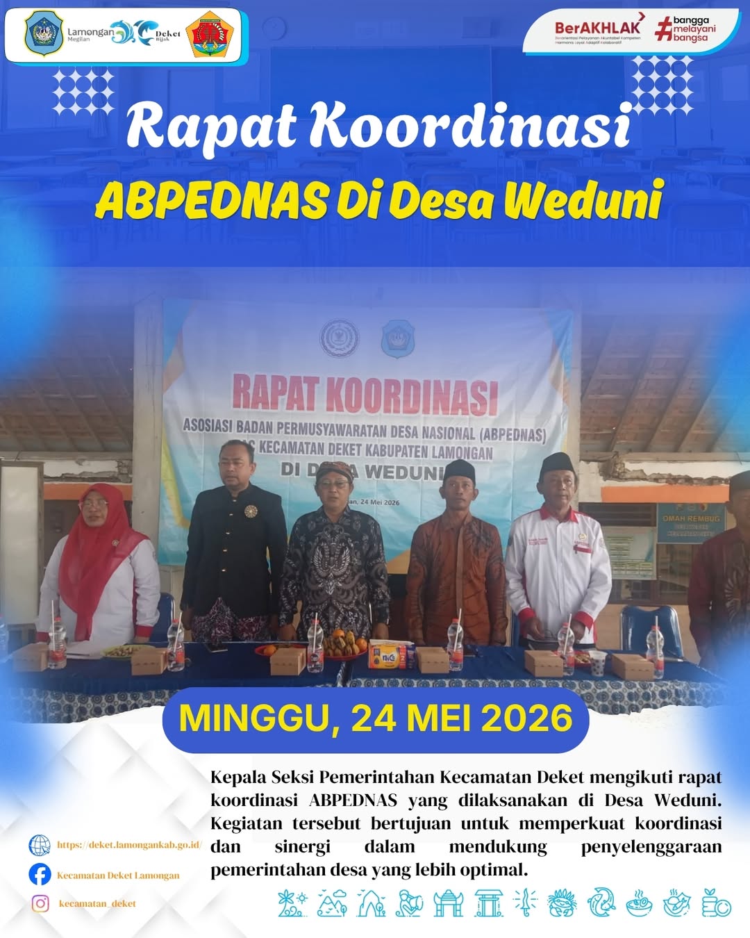 Foto: RAPAT KOORDINASI ABPEDNAS DI DESA WEDUNI MENJADI MOMENTUM UNTUK MEMPERKUAT SINERGI DAN KOORDINASI DALAM MENDUKUNG PENYELENGGARAAN PEMERINTAHAN DESA YANG LEBIH OPTIMAL