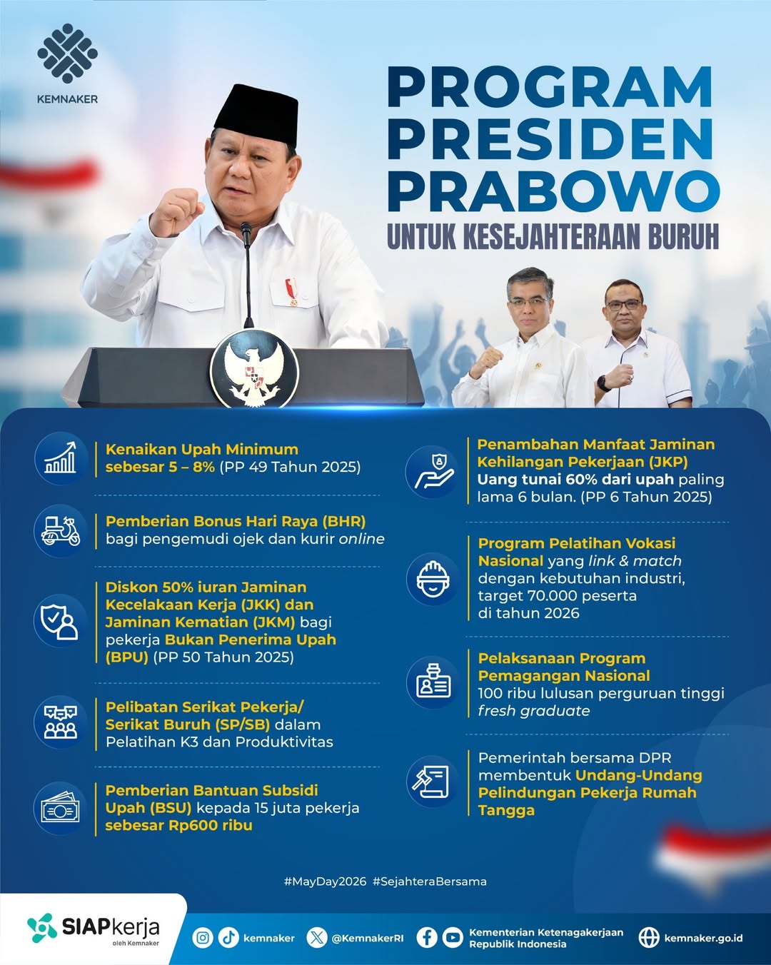 Foto: KOMITMEN UNTUK KESEJAHTERAAN PEKERJA/BURUH TERUS DIWUJUDKAN!