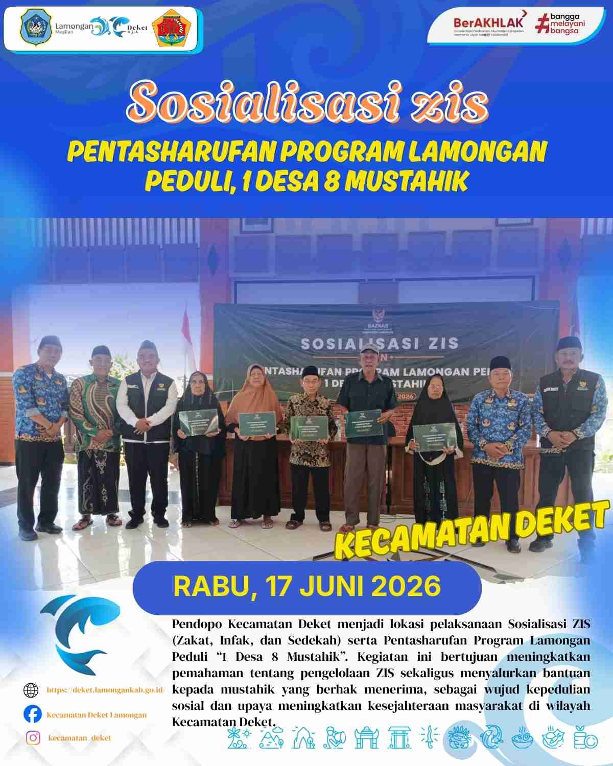 Foto: SOSIALISASI ZIS, PENTASHARUFAN PROGRAM LAMONGAN PEDULI, 1 DESA 8 MUSTAHIK
