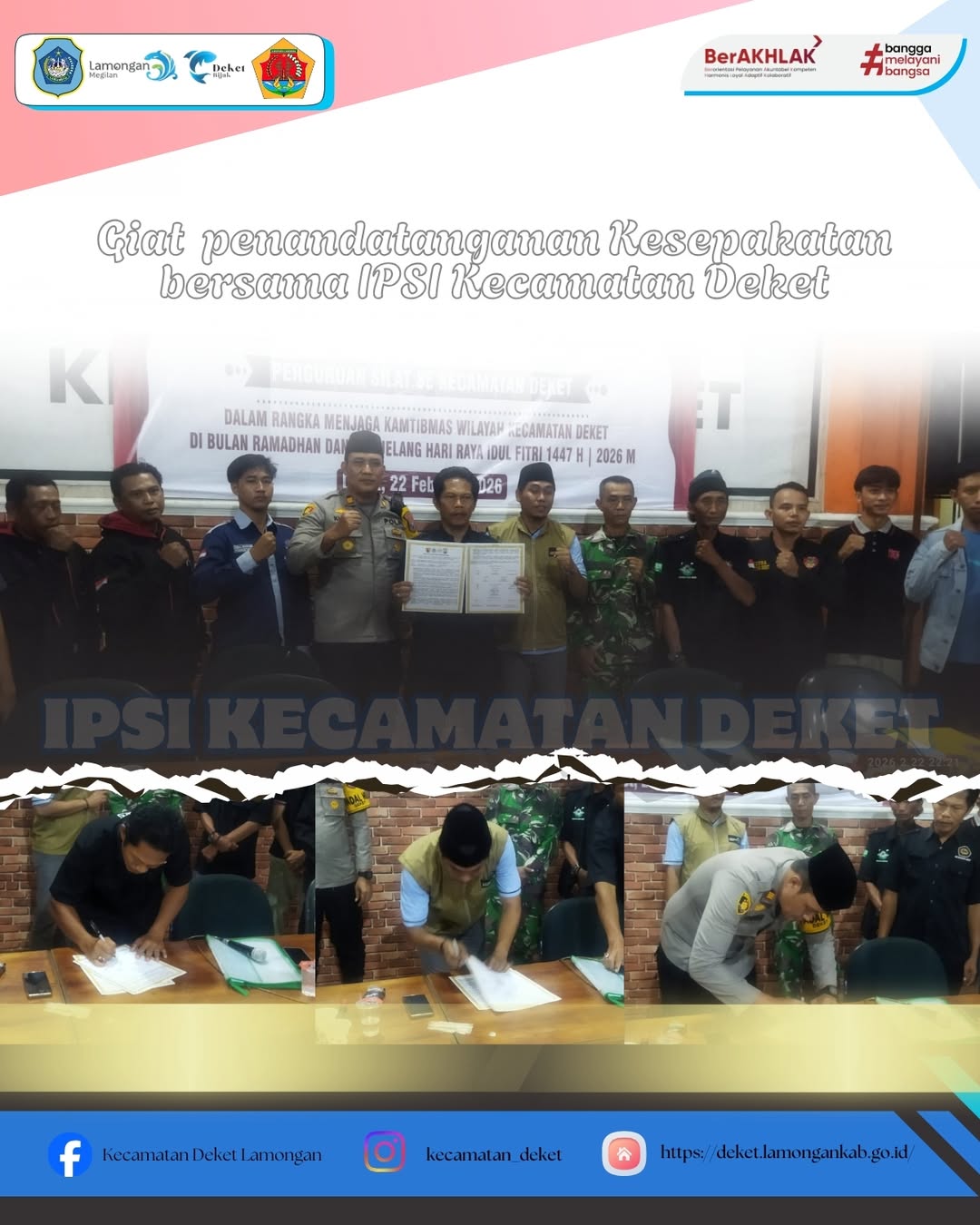 Foto: GIAT PENANDATANGANAN KESEPAKATAN BERSAMA IPSI KECAMATAN DEKET 2026