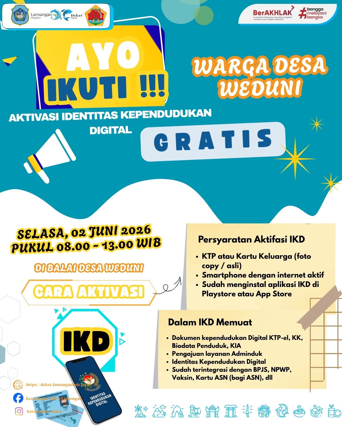Foto: 📢 WARGA DESA WEDUNI, AYO IKUTI AKTIVASI IKD (IDENTITAS KEPENDUDUKAN DIGITAL)! 📢