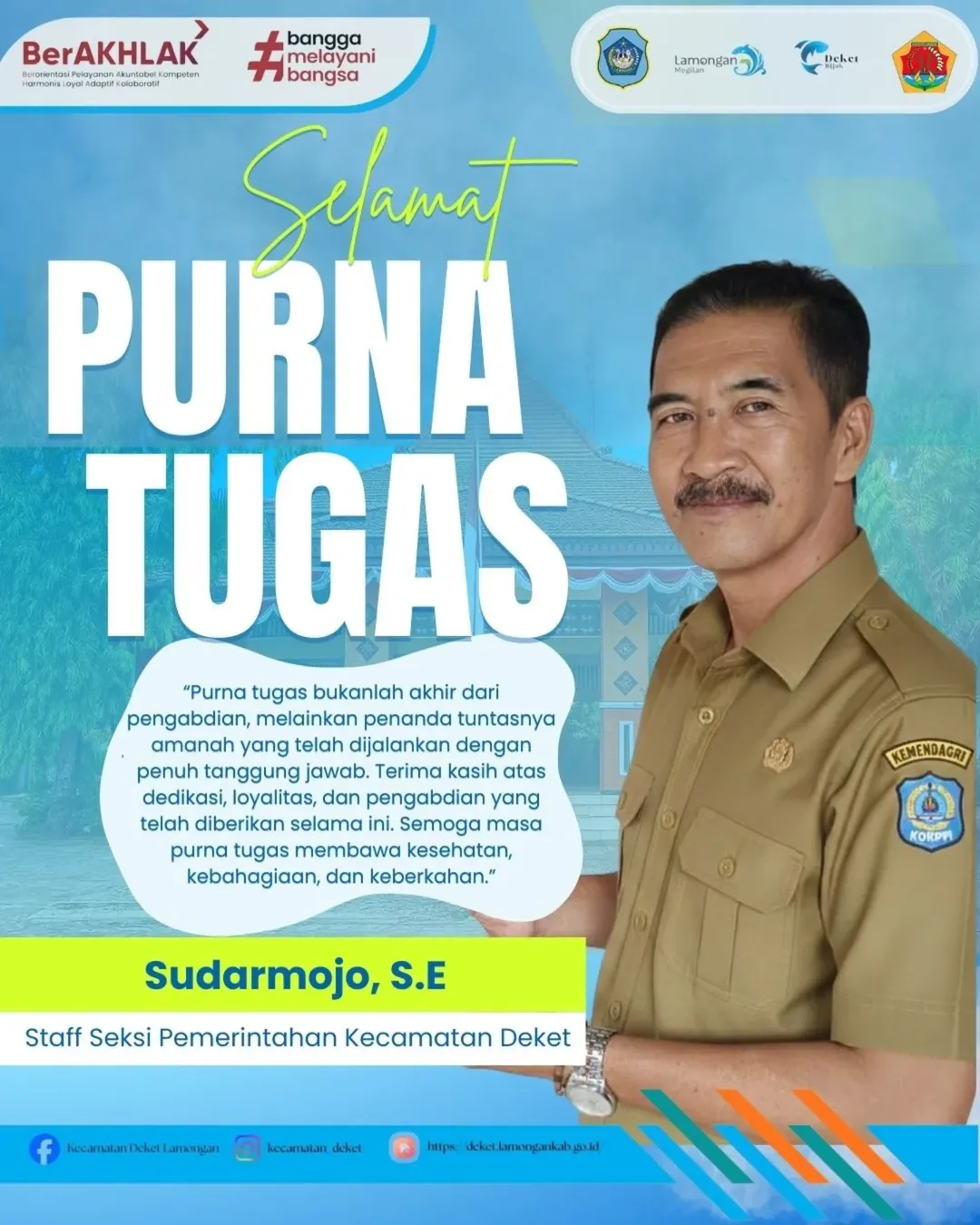 PURNA TUGAS KASI PEMERINTAHAN KECAMATAN DEKET