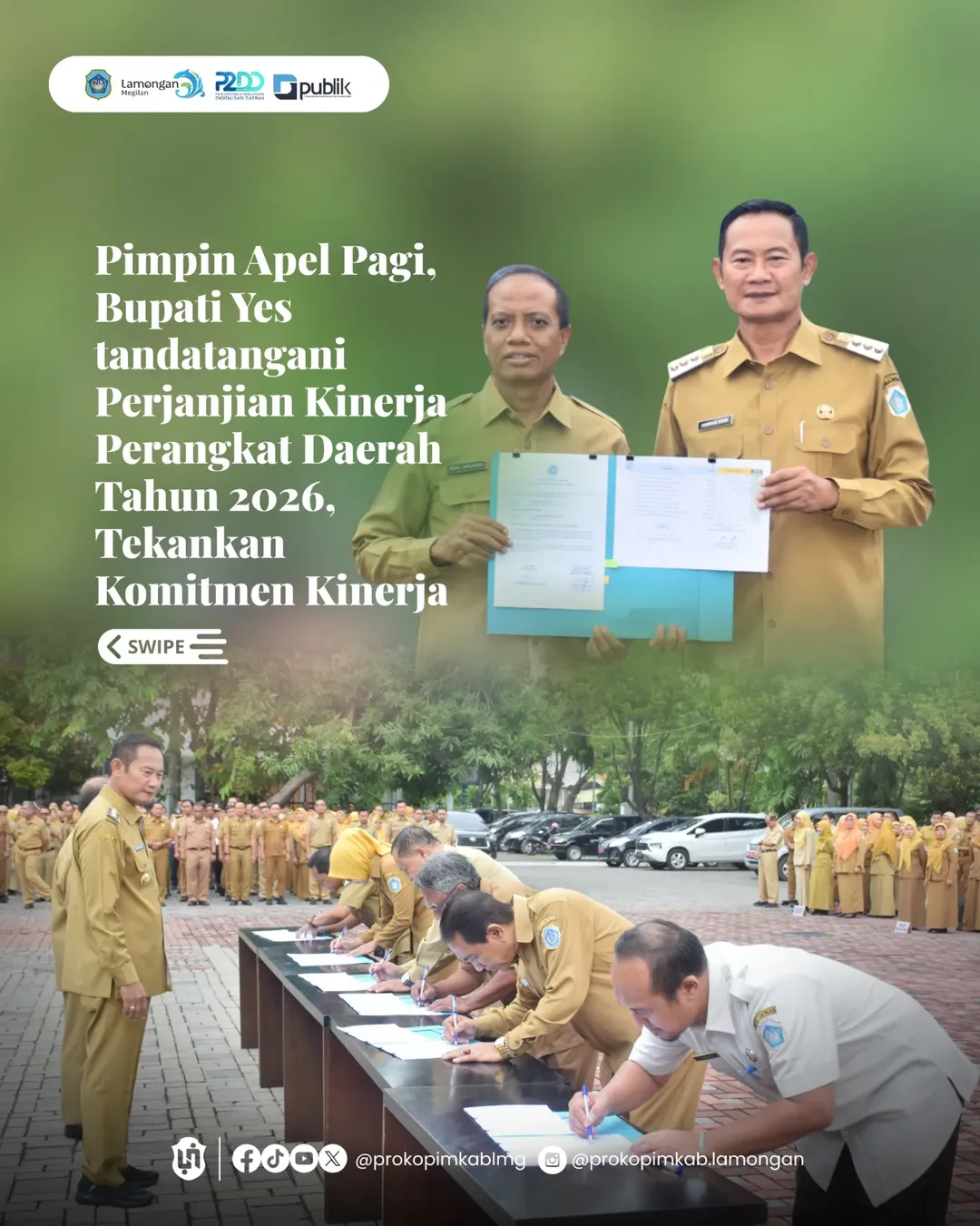 Foto: Pimpin Apel Pagi, Bupati Yes tandatangani Perjanjian Kinerja Perangkat Daerah Tahun 2026, Tekankan Komitmen Kinerja