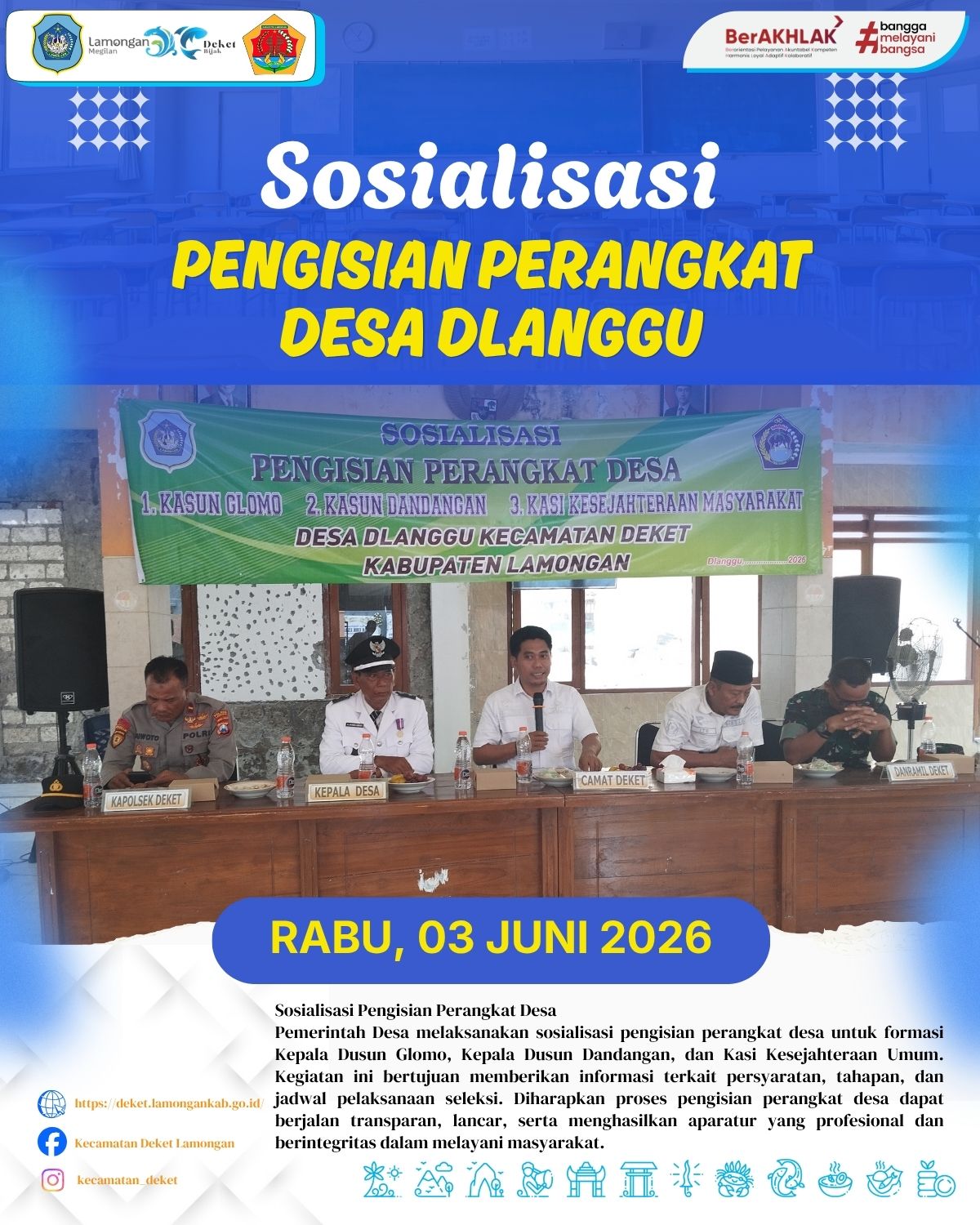 Foto: SOSIALISASI PENGISIAN PERANGKAT BARU DESA DLANGGU