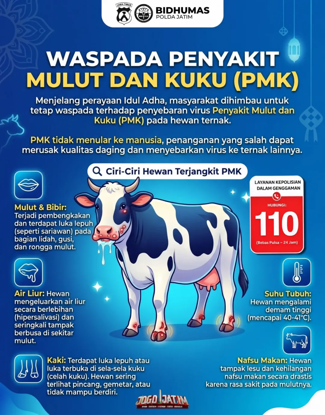 Foto: MENJELANG HARI RAYA IDUL ADHA, MASYARAKAT DIIMBAU UNTUK LEBIH WASPADA TERHADAP PENYEBARAN PENYAKIT MULUT DAN KUKU (PMK) PADA HEWAN TERNAK.