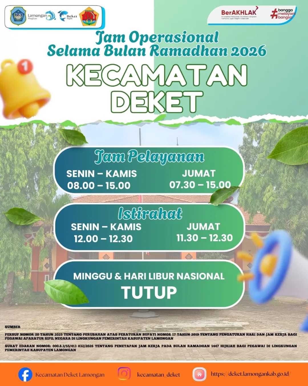 JAM OPERASIONAL KECAMATAN DEKET SELAMA BULAN RAMADHAN 1447 H/2026 M