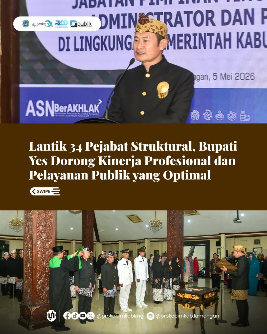 Foto: LANTIK 34 PEJABAT STRUKTURAL, BUPATI YES DORONG KINERJA PROFESIONAL DAN PELAYANAN PUBLIK YANG OPTIMAL