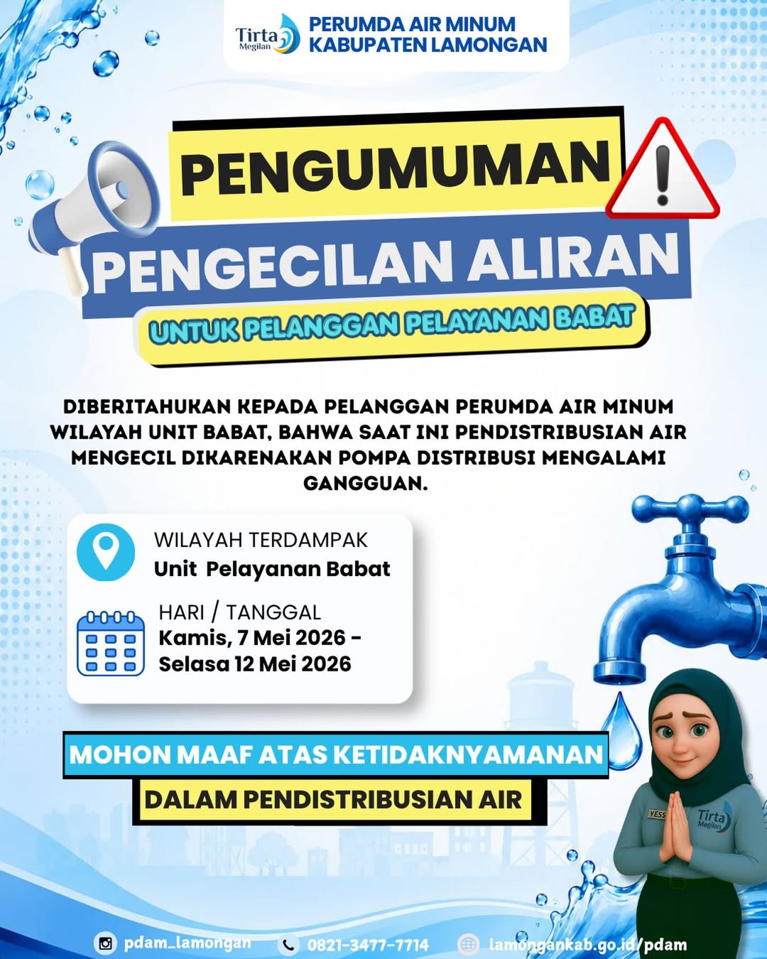 Foto: Kepada pelanggan Perumda Air Minum Kabupaten Lamongan wilayah pelayanan Babat