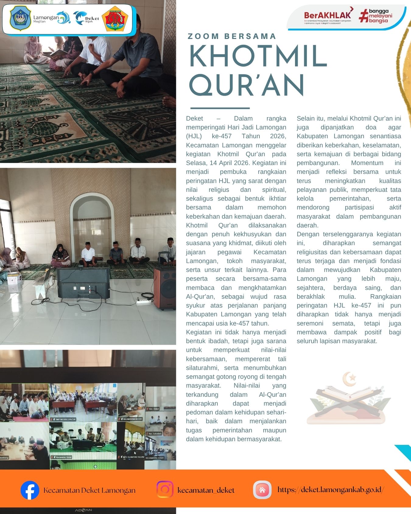 Foto: KHOTMIL QUR'AN AWALI PERINGATAN HARI JADI LAMONGAN KE-457 TAHUN 2026