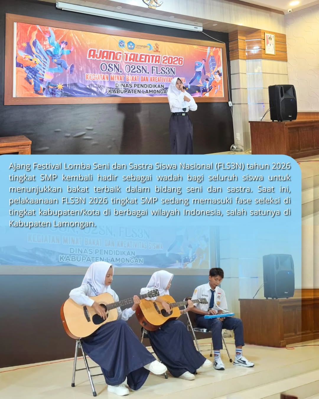 Foto: SENI ADALAH BAHASA YANG TIDAK BUTUH PENERJEMAH. 🎭✨ 📍 FLS2N TINGKAT KABUPATEN 2026.