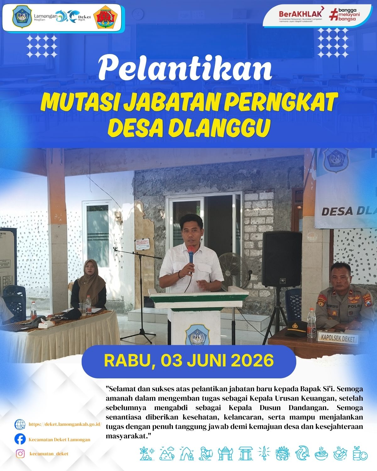Foto: PELANTIKAN MUTASI JABATAN PERANGKAT DESA DESA DLANGGU