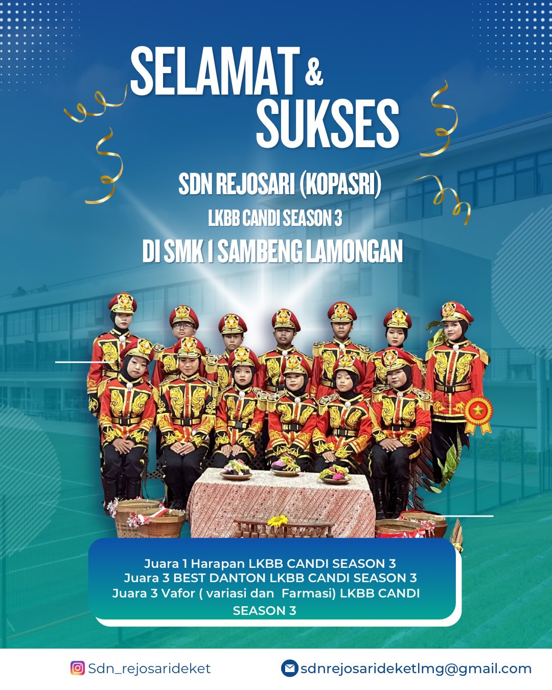 Foto: Selamat & Sukses Atas Juara LKBB CANDI SEASON 3 di SMK 1 SAMBENG SE- JAWA TIMUR TINGKAT SEKOLAH DASAR (SD)