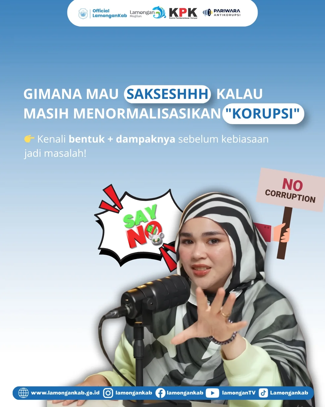 Foto: Stop normalisasi 🚫 Korupsi tidak selalu besar, korupsi bisa terjadi dari hal kecil yang dianggap “biasa”.