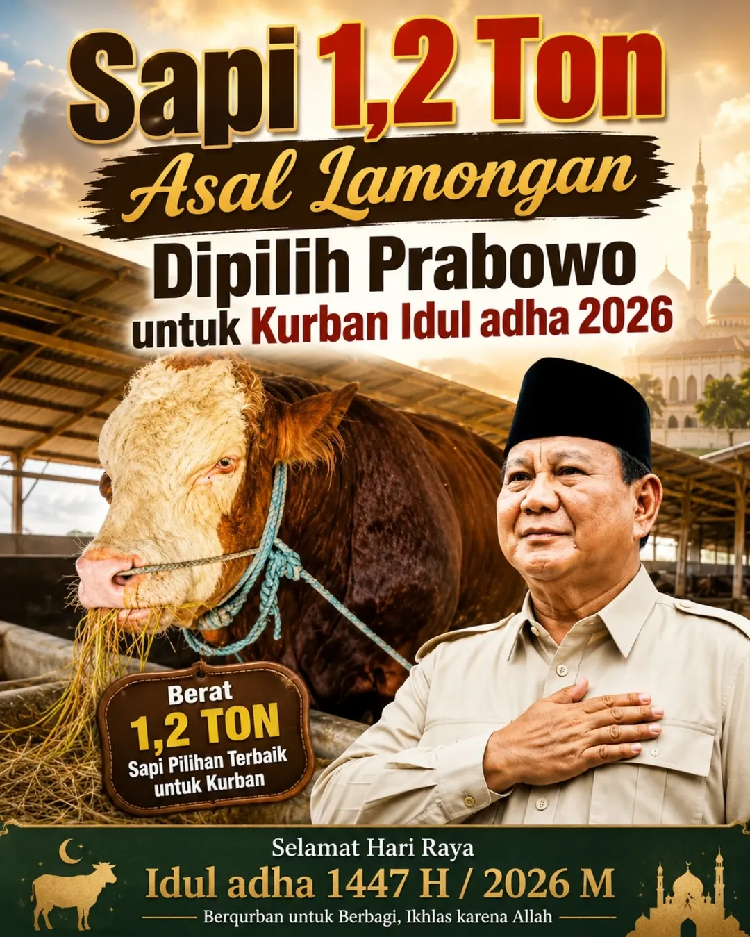 Foto: Sapi 1,2 Ton Asal Lamongan Dipilih Prabowo untuk Kurban Iduldaha 2026