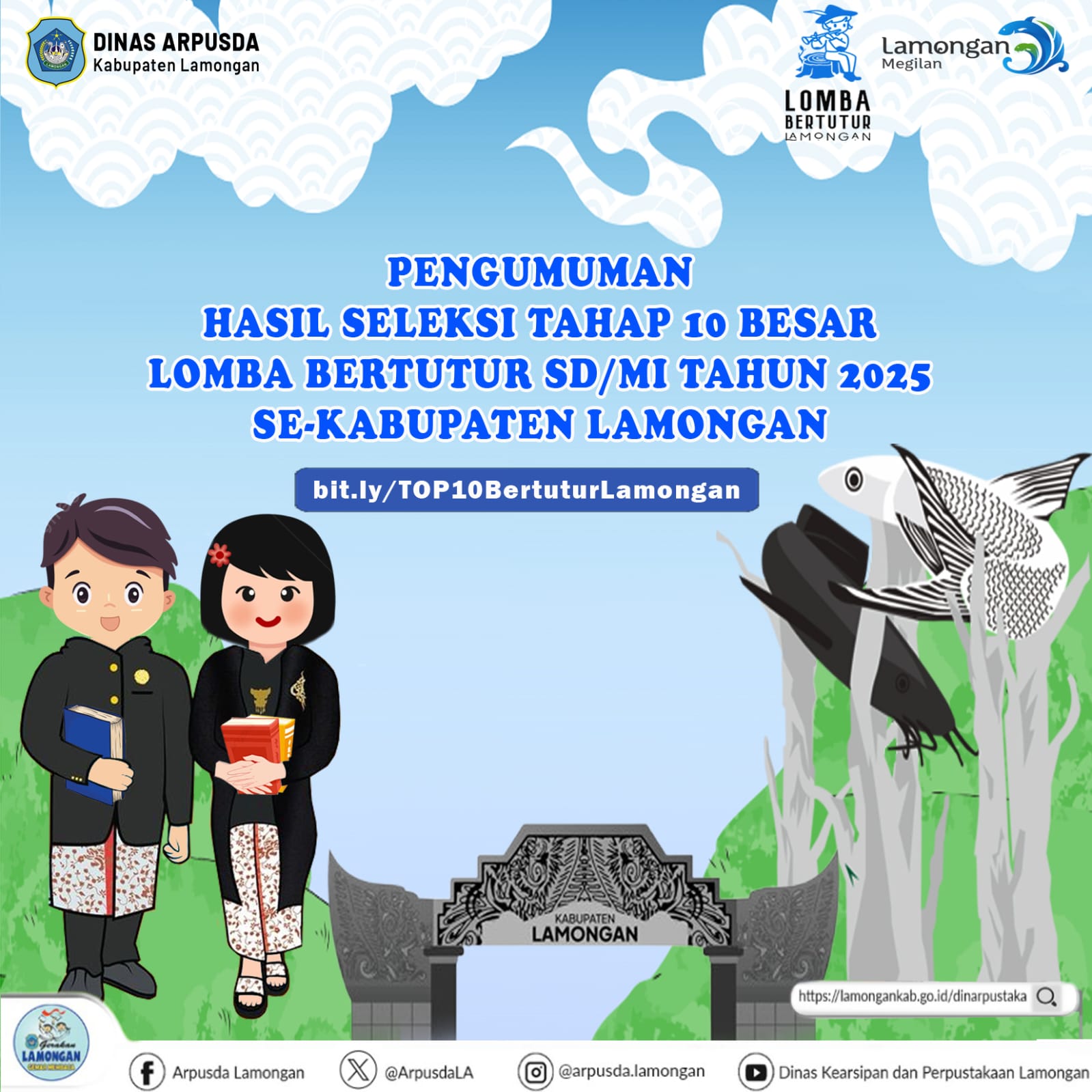 PENGUMUMAN HASIL SELEKSI TOP 10 LOMBA BERTUTUR SD/MI KABUPATEN LAMONGAN 2025