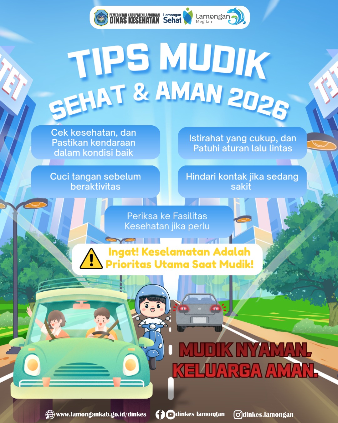 Foto: Tips Mudik Sehat, Aman, dan Nyaman 2026. Dinas Kesehatan Kabupaten Lamongan.