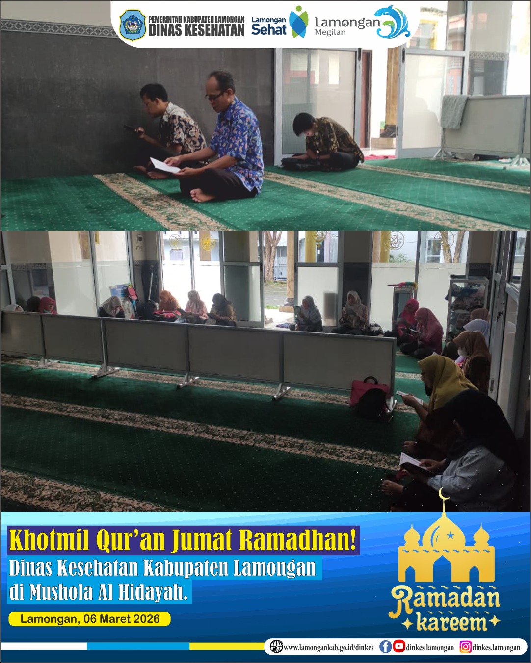 Foto: Khotmil Qur’an Jumat Ramadan di Mushola Al Hidayah Dinas Kesehatan Lamongan.