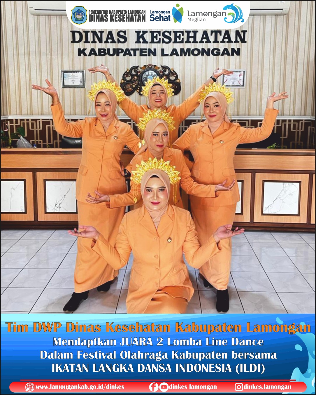 Foto: Tim Line Dance Perwakilan dari DWP Dinas Kesehatan Kabupaten Lamongan berhasil mendapat Juara 2 Lomba Line Dance.