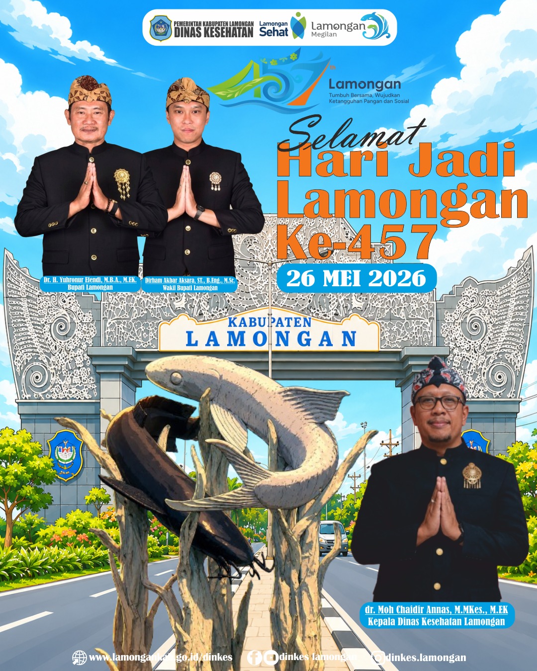 Foto: Segenap Keluarga Besar Dinas Kesehatan Kabupaten Lamongan Mengucapkan Selamat Hari Jadi Kabupaten Lamongan ke-457 🎉✨