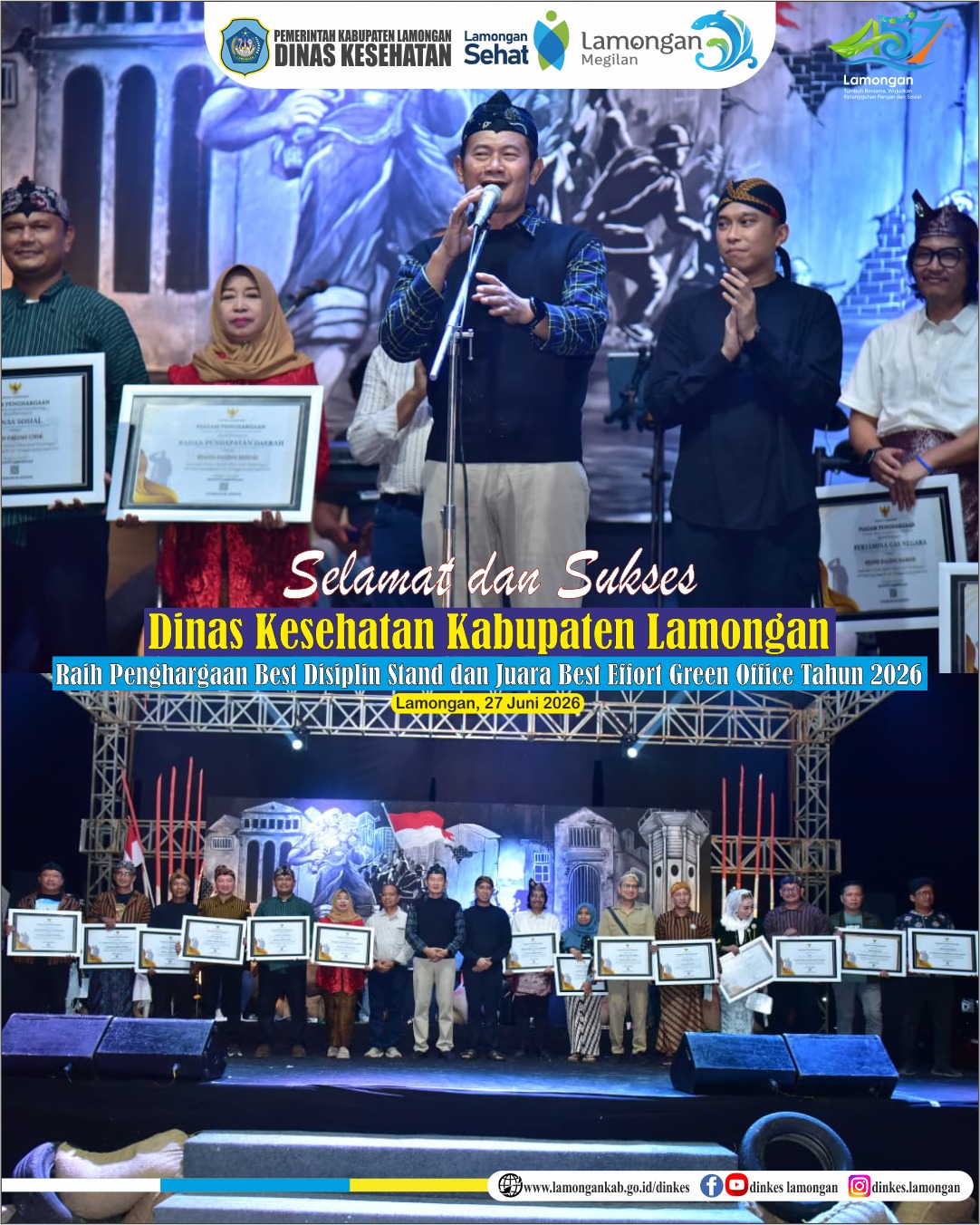 🏆 Dinas Kesehatan Kabupaten Lamongan Raih Penghargaan Best Disiplin Stand dan Juara Best Effort Green Office Tahun 2026.