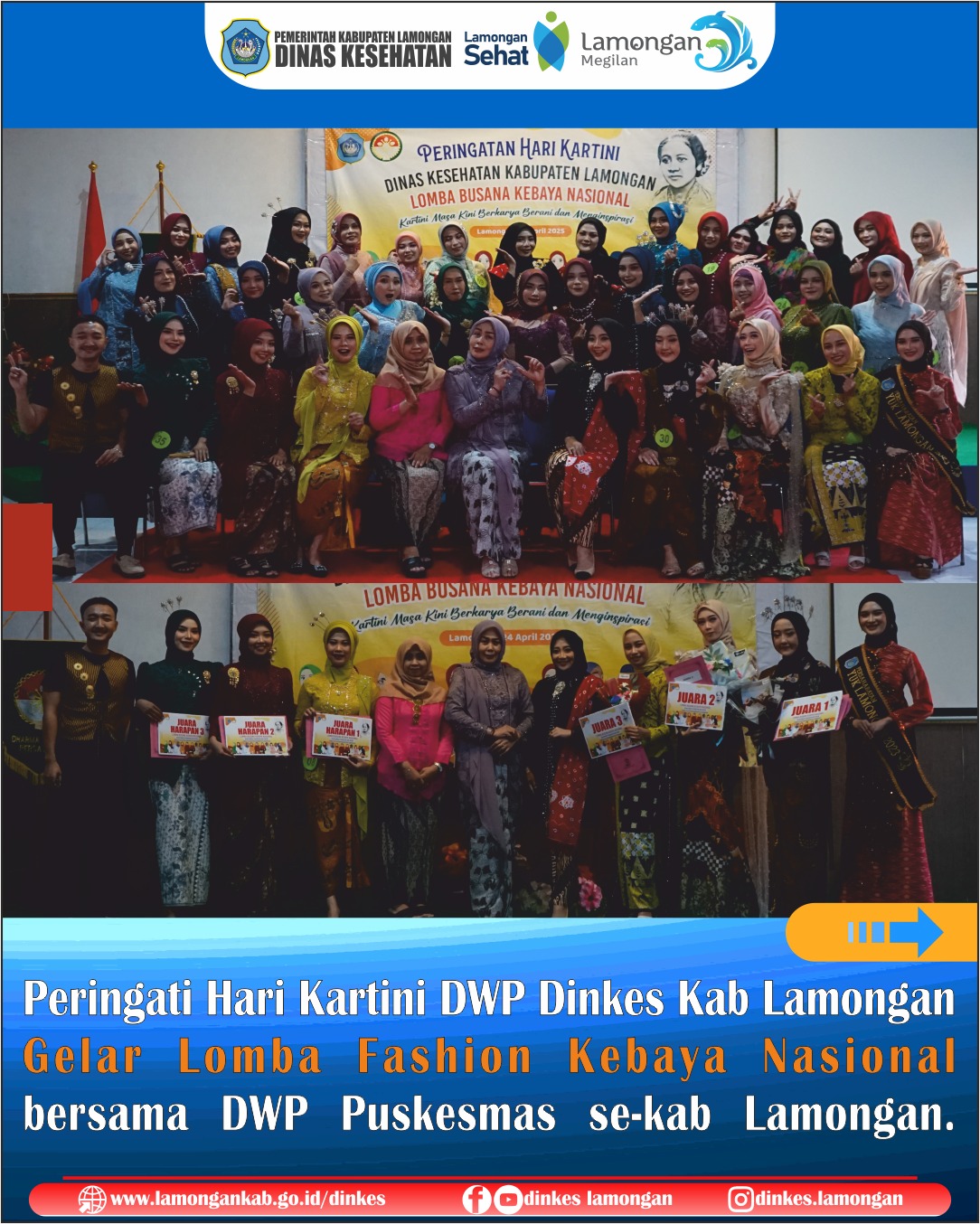 Lomba Fashion Busana Kebaya Nasional DWP Dinkes Kabupaten Lamongan Bersama dengan DWP Puskesmas se-kab Lamongan.