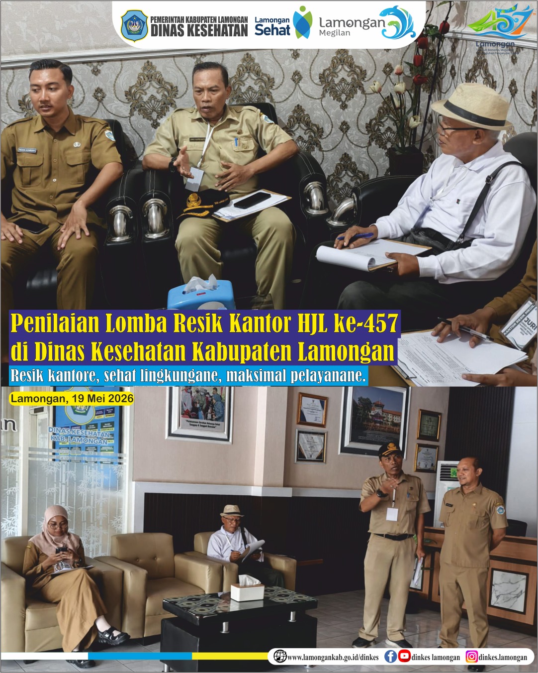 Foto: Penilaian Lomba Resik Megilan HJL ke-457 di Dinas Kesehatan Kabupaten Lamongan.