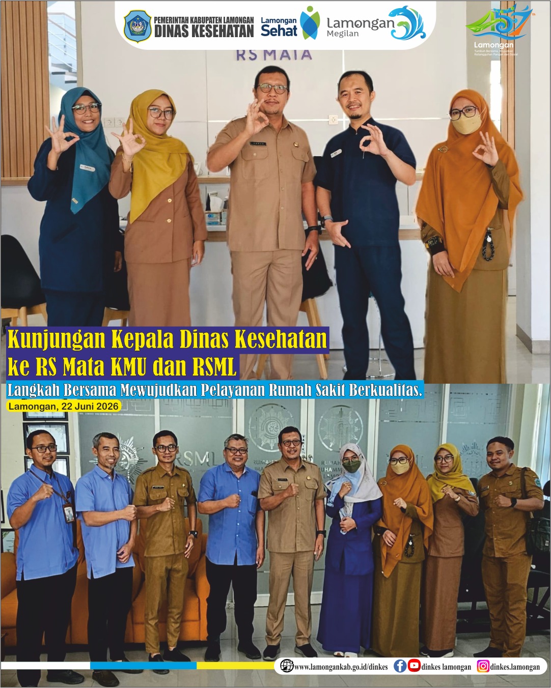Foto: Kunjungan Kepala Dinas Kesehatan Lamongan ke RS Mata KMU dan RSML "Langkah Bersama Mewujudkan Pelayanan Rumah Sakit Berkualitas"