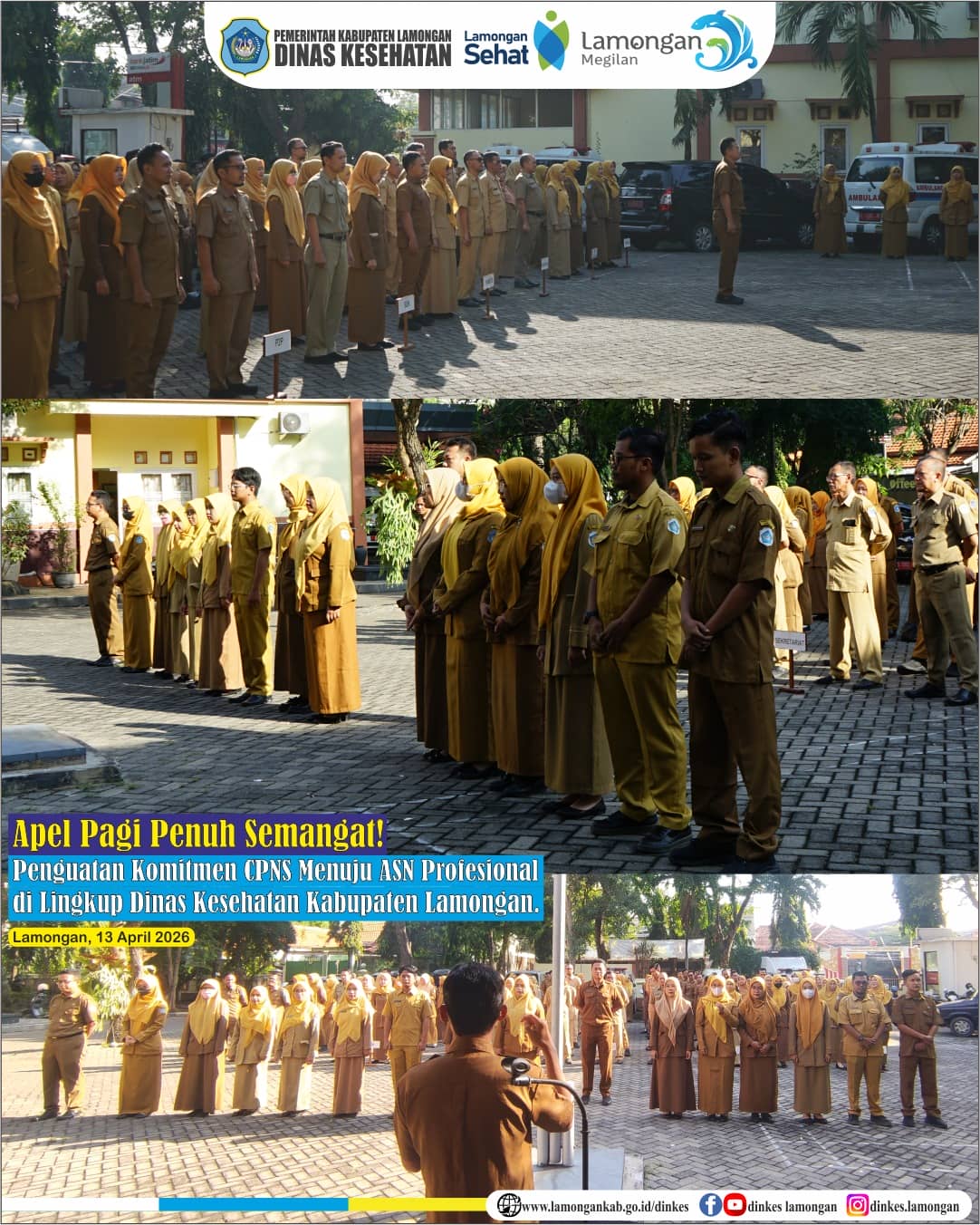 Foto: Apel Pagi Penuh Semangat: Penguatan Komitmen CPNS Menuju ASN Profesional di Lingkup Dinas Kesehatan Kabupaten Lamongan.