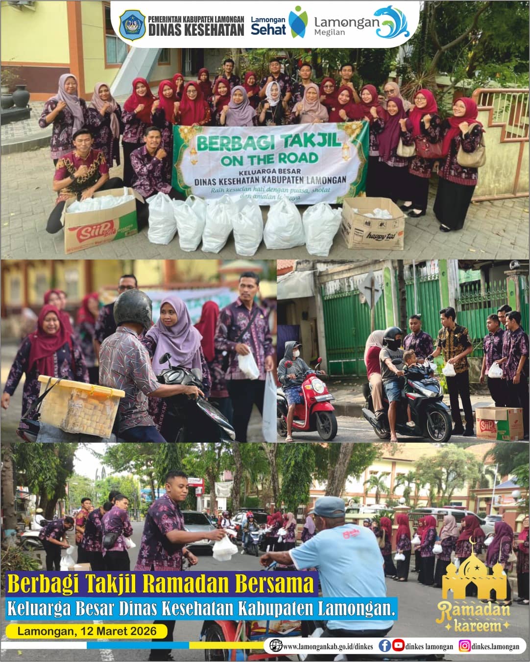 Foto: Berbagi Takjil Ramadan Bersama Keluarga Besar Dinas Kesehatan Kabupaten Lamongan.